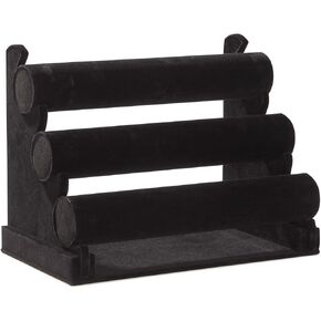 Juvale 3-Tier Velvet Bracelet Holder Stand and Organizer - Jewelry Display Rack for Selling Necklaces and Accessories (Black) in Kuwait