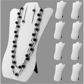 14 Inch Tall White Velvet Necklace & Earing Display Stands for Selling, Foldable Jewelry Display Stands for Shows(set of 8)