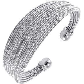 555Jewelry Stainless Steel Open Cuff Twisted Wire Bangle Bracelet for Women & Ladies