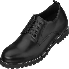 CALTO Men's Invisible Height Increasing Elevator Shoes - Black Leather Lace-up Low-top Work Boots - 3 Inches Taller - S9118