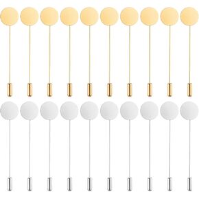 20 PCS Lapel Pin Flat Round Tray Hat Pins Stainless Steel Safety Stick Pins Brooch Pin Stick Pins Needle for Crafts Suit Tie Scarf Sash Pin for DIY Costume Jewelry Making Accessories Gold, Silver in Saudi Arabia