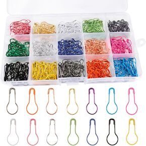 450PCS Small Safety Pins for Clothes - 15 Colors Metal Gourd Safety Pins Clothings Pins Safety Pins for DIY Project