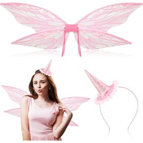 2 Pcs Fairy Costume Fairy Wings Headband Set Women Girls Dress up Angel Cosplay for Halloween Accessory in Saudi Arabia