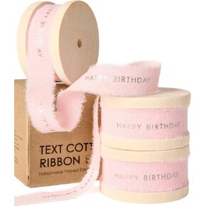 Vitalizart Thank You Cotton Ribbon 5/8 Inch Natural Handmade Frayed Fringe Ribbons 15 Yd for Gift Wrapping Crafts Wedding Bridal Flower Bouquets Baby Shower Holiday Decor