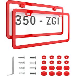 Gloss Black License Plate Frame - 2-Hole Sleek Style, Stainless Steel, Premium Metal Durability, Easy Install, 2-Pack Gift Box - Polished Mirror Finish
