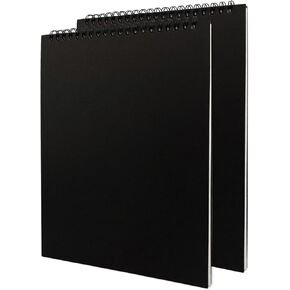 DSTELIN Black Upright Sketch Notebook, 2-Pack, 10 x 7.5 Inches, 1150GSM Hard Cardstock Cover, 100 Pages / 50 Sheets, 100GSM Paper