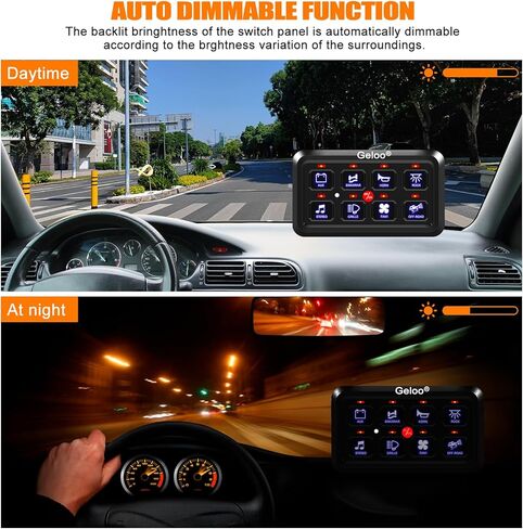 لوحة مفاتيح Geloo 8 Gang لوحة مفاتيح 12 فولت، نظام ترحيل مدمج للتحكم في التتابع يعمل باللمس، صندوق تبديل تلقائي قابل للتعتيم للتشغيل/الإيقاف، جراب تبديل LED لسيارة شاحنة قارب بحري على الطرق الوعرة، أزرق، أسود لامع in Kuwait