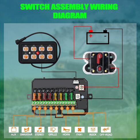 لوحة مفاتيح Geloo 8 Gang لوحة مفاتيح 12 فولت، نظام ترحيل مدمج للتحكم في التتابع يعمل باللمس، صندوق تبديل تلقائي قابل للتعتيم للتشغيل/الإيقاف، جراب تبديل LED لسيارة شاحنة قارب بحري على الطرق الوعرة، أزرق، أسود لامع in Kuwait