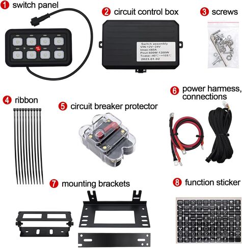 لوحة مفاتيح Geloo 8 Gang لوحة مفاتيح 12 فولت، نظام ترحيل مدمج للتحكم في التتابع يعمل باللمس، صندوق تبديل تلقائي قابل للتعتيم للتشغيل/الإيقاف، جراب تبديل LED لسيارة شاحنة قارب بحري على الطرق الوعرة، أزرق، أسود لامع in Kuwait