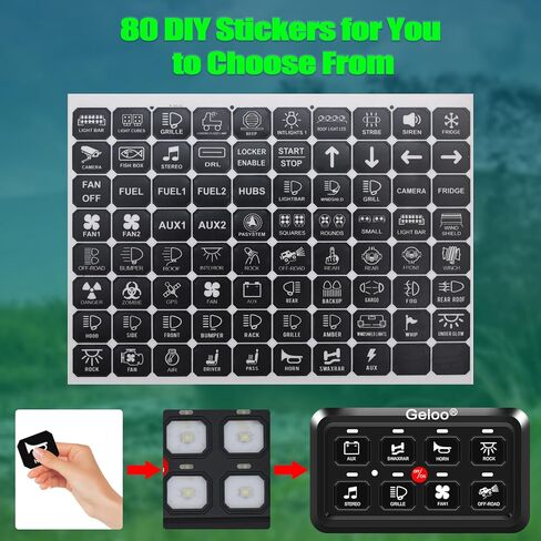 لوحة مفاتيح Geloo 8 Gang لوحة مفاتيح 12 فولت، نظام ترحيل مدمج للتحكم في التتابع يعمل باللمس، صندوق تبديل تلقائي قابل للتعتيم للتشغيل/الإيقاف، جراب تبديل LED لسيارة شاحنة قارب بحري على الطرق الوعرة، أزرق، أسود لامع in Kuwait