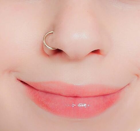 Pure 925 Stearling Silver Nose Ring Hoop with 21K Real Gold Plated, Handmade Silver Nose Piercing for Women Cute tiny Jewelry 20, to 24 Gauge 5mm to 9mm Thick Gold Nose Ring Looks Batter Than Nose Pin Snug Fitting in Saudi Arabia