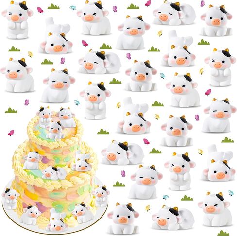 12 Pcs Mini Cows, Mini Resin Cows Figurines, Tiny Mini Animals Miniature Figurines, Cute Cow Cupcake Toppers Fairy Garden Miniature Landscape Ornaments for Home Décor, Cake Decoration, DIY Crafts in Saudi Arabia