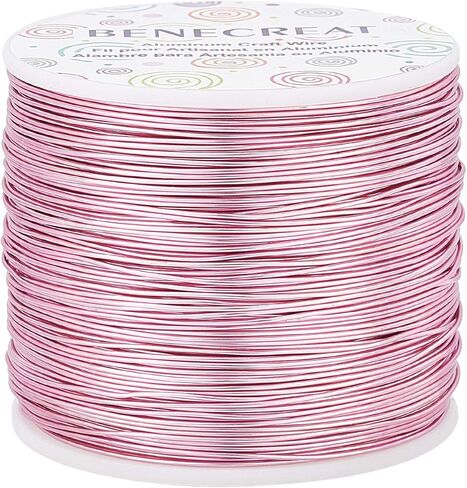 BENECREAT 20 مقياس 770FT مجوهرات مقاومة للتشويه سلك خرز قابل للانحناء من الألومنيوم للنحت سلك معدني للمجوهرات أعمال الديكور، وردي وردي in Saudi Arabia
