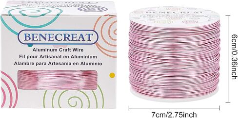 BENECREAT 20 مقياس 770FT مجوهرات مقاومة للتشويه سلك خرز قابل للانحناء من الألومنيوم للنحت سلك معدني للمجوهرات أعمال الديكور، وردي وردي in Saudi Arabia