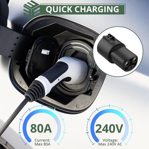 محول شحن EYPINS J1772 إلى Tesla، محول شحن سريع 80A 240V AC متوافق مع طراز Tesla 3 Y S X، شاحن SAE J1772 (محول شحن SAE j1772 لسيارات Tesla فقط) in Kuwait