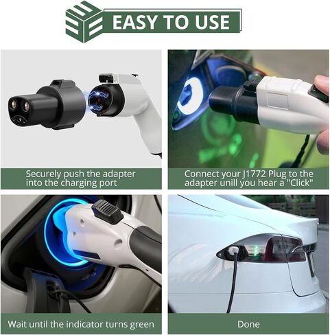 محول شحن EYPINS J1772 إلى Tesla، محول شحن سريع 80A 240V AC متوافق مع طراز Tesla 3 Y S X، شاحن SAE J1772 (محول شحن SAE j1772 لسيارات Tesla فقط) in Kuwait