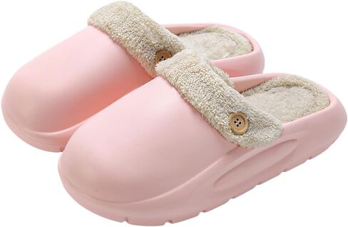 Women's Fur Lined Platform Clogs Removable Lining Waterproof Cotton Slippers Winter Fuzzy Shoes for Women Men Indoor Outdoor in Kuwait