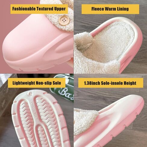 Women's Fur Lined Platform Clogs Removable Lining Waterproof Cotton Slippers Winter Fuzzy Shoes for Women Men Indoor Outdoor in Kuwait