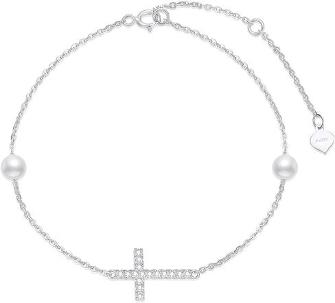 SISGEM 10k Gold Created Moissanite Cross Anklets for Women, Religious Ankle Bracelet Jewelry Comfirmation Gifts for Her, 9.4-11 Inches in Saudi Arabia