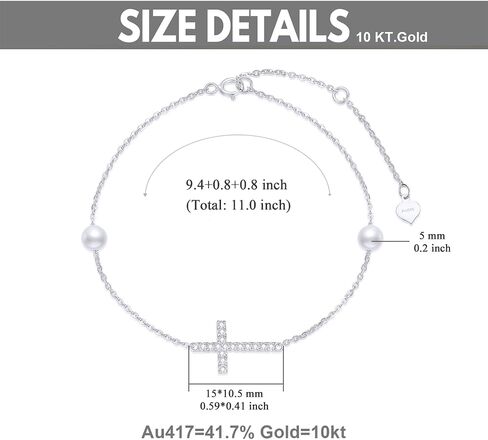 SISGEM 10k Gold Created Moissanite Cross Anklets for Women, Religious Ankle Bracelet Jewelry Comfirmation Gifts for Her, 9.4-11 Inches in Saudi Arabia