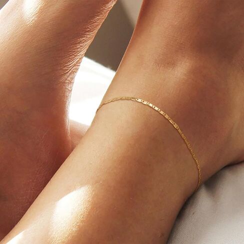 MEVECCO Dainty Gold Link Chain Anklet,14K Gold Plated Handmade Cute Dainty Anklet for Women in Kuwait