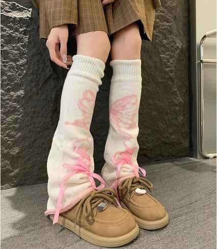Leg Warmers Kawaii Socks Flared Leg Warmers for Girls Butterfly Harajuku Japanese Boot Socks in Saudi Arabia