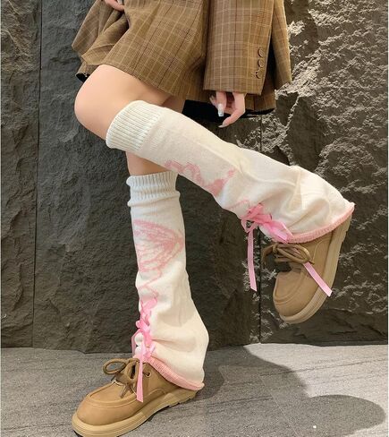 Leg Warmers Kawaii Socks Flared Leg Warmers for Girls Butterfly Harajuku Japanese Boot Socks in Saudi Arabia