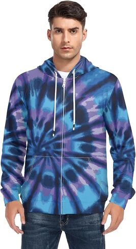 ALAZA Tie Dye Abstract Design Men's Full-Zip Fleece Hoodie in Saudi Arabia