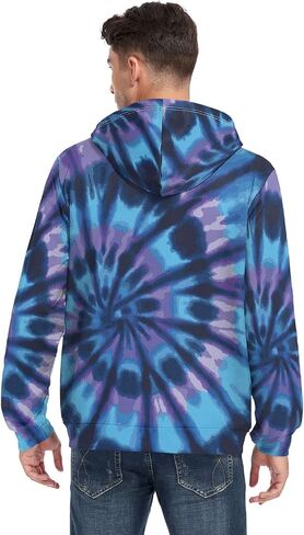 ALAZA Tie Dye Abstract Design Men's Full-Zip Fleece Hoodie in Saudi Arabia