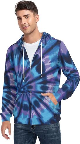 ALAZA Tie Dye Abstract Design Men's Full-Zip Fleece Hoodie in Saudi Arabia
