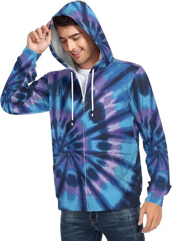 ALAZA Tie Dye Abstract Design Men's Full-Zip Fleece Hoodie in Saudi Arabia