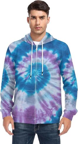 ALAZA Tie Dye Abstract Design Men's Full-Zip Fleece Hoodie in Saudi Arabia