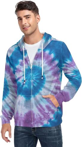 ALAZA Tie Dye Abstract Design Men's Full-Zip Fleece Hoodie in Saudi Arabia