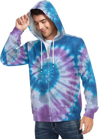 ALAZA Tie Dye Abstract Design Men's Full-Zip Fleece Hoodie in Saudi Arabia