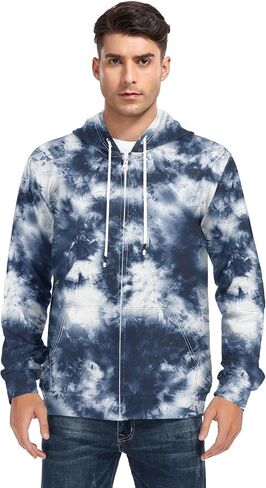 ALAZA Tie Dye Abstract Design Men's Full-Zip Fleece Hoodie in Saudi Arabia