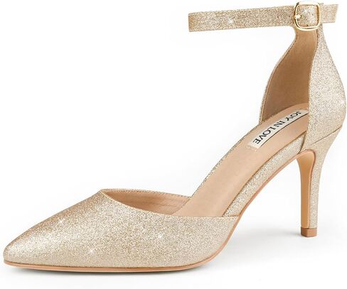 JOY IN LOVE Women's Pumps 3" Stiletto Closed Toe Heels | 3 Inch Heels, Pointed Toe, Ankle Strap, Work, Party, Wedding Dress Shoes in Saudi Arabia