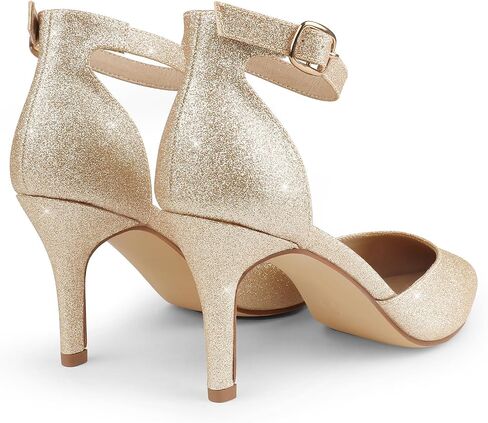 JOY IN LOVE Women's Pumps 3" Stiletto Closed Toe Heels | 3 Inch Heels, Pointed Toe, Ankle Strap, Work, Party, Wedding Dress Shoes in Saudi Arabia