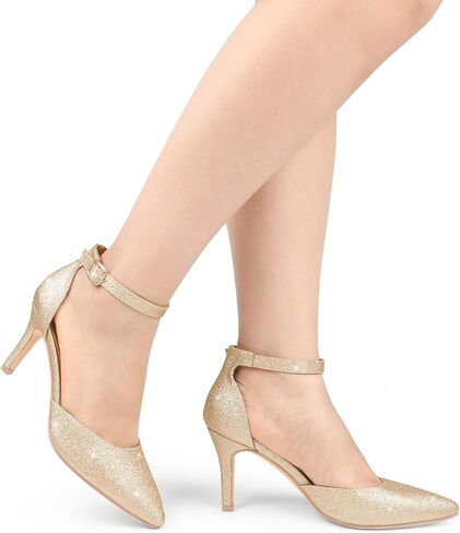 JOY IN LOVE Women's Pumps 3" Stiletto Closed Toe Heels | 3 Inch Heels, Pointed Toe, Ankle Strap, Work, Party, Wedding Dress Shoes in Saudi Arabia