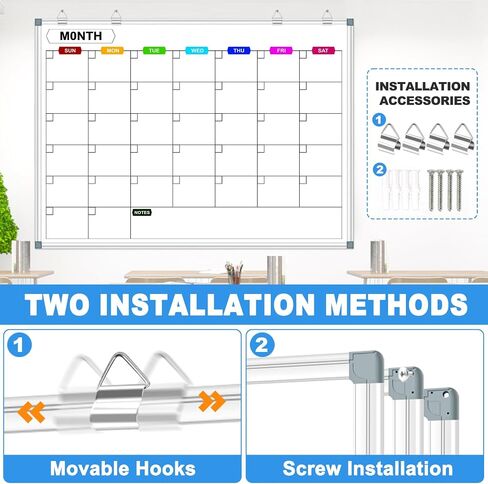 تقويم لوح مسح جاف مغناطيسي للجدار 36 بوصة × 24 بوصة، لوحة بيضاء للتقويم الشهري للجدار، لوحة تخطيط لوحة إعلانات لوحة محمولة للمكتب والمدرسة والمنزل والمطبخ والتخطيط والمذكرة in Saudi Arabia