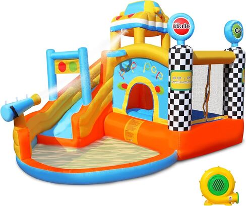 Inflatable Bounce House Water Slide, Bouncy House for Kids 3-12, Blow Up Water Slides Water Park with Blower for Indoor Outdoor Backyard in Saudi Arabia