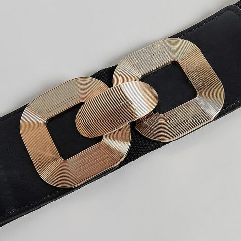 XZQTIVE Women Wide Elastic Belts for Dress Fashion Stretchy Waist Belts for Ladies with Gold Buckle in Kuwait