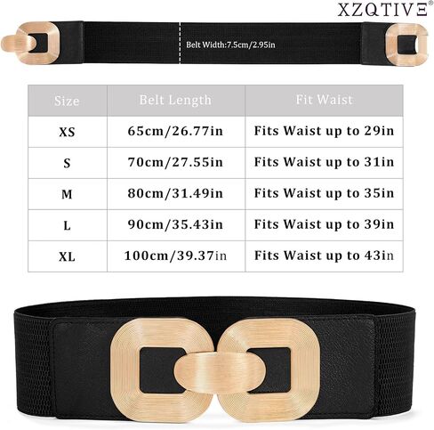 XZQTIVE Women Wide Elastic Belts for Dress Fashion Stretchy Waist Belts for Ladies with Gold Buckle in Kuwait