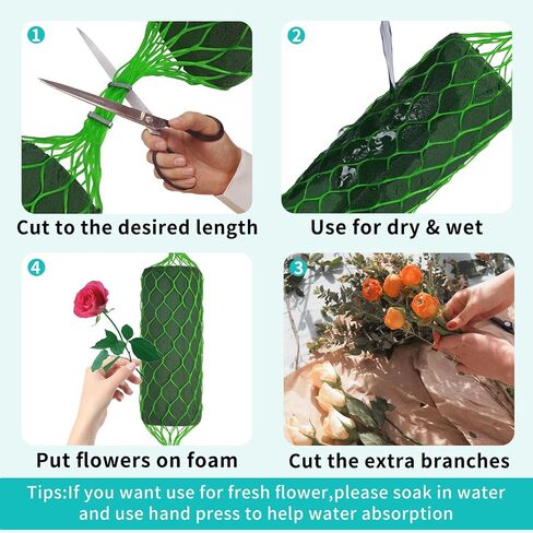 42PCS Floral Foam Garland - 27.6Ft Floral Foam Garland for Fresh Flowers,Arch Door Tabletop for Artificial Flowers Arrangement for Wedding Garden Home Decor(Floral Tape x5pcs, Floral Wire x1) in Saudi Arabia