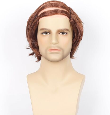 Old Man Costume Wig Short Wavy Old Man Bald wig Comb Over Style for Bald Man Costume Party Funny Wigs(Brown) in Saudi Arabia