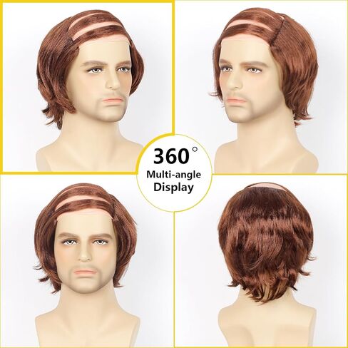 Old Man Costume Wig Short Wavy Old Man Bald wig Comb Over Style for Bald Man Costume Party Funny Wigs(Brown) in Saudi Arabia