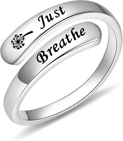 BEILIN Just Breathe Rings for Women 925 Sterling Silver Adjustable Promise Ring Inspirational Jewelry Gifts in Kuwait