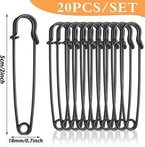 Sibba 20Pcs Large Safety Pins, 2 inches Safety Pins Heavy Duty, Blanket Safety Pins, Safety Pins for Clothes, Pins Fasteners for Leather, Crafts, Canvas, Shawls, Kilts in Saudi Arabia