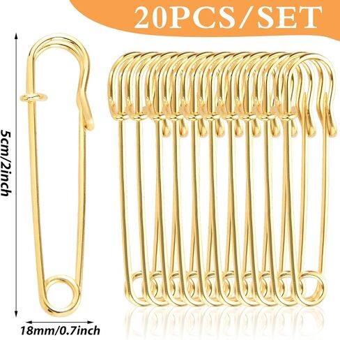 Sibba 20Pcs Large Safety Pins, 2 inches Safety Pins Heavy Duty, Blanket Safety Pins, Safety Pins for Clothes, Pins Fasteners for Leather, Crafts, Canvas, Shawls, Kilts in Saudi Arabia
