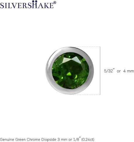 Silvershake 3 مللي متر اضافية صغيرتي جوهرة الأحجار الكريمة 925 فضة ثقب صغير وأقراط مجوهرات للنساء للجنسين in Kuwait