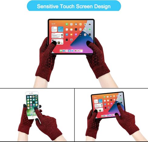 Long Keeper Winter Touchscreen Gloves - Women Men Touch Screen Warm Knitted Gloves Non Slip Driving Running Cycling Gloves in Saudi Arabia